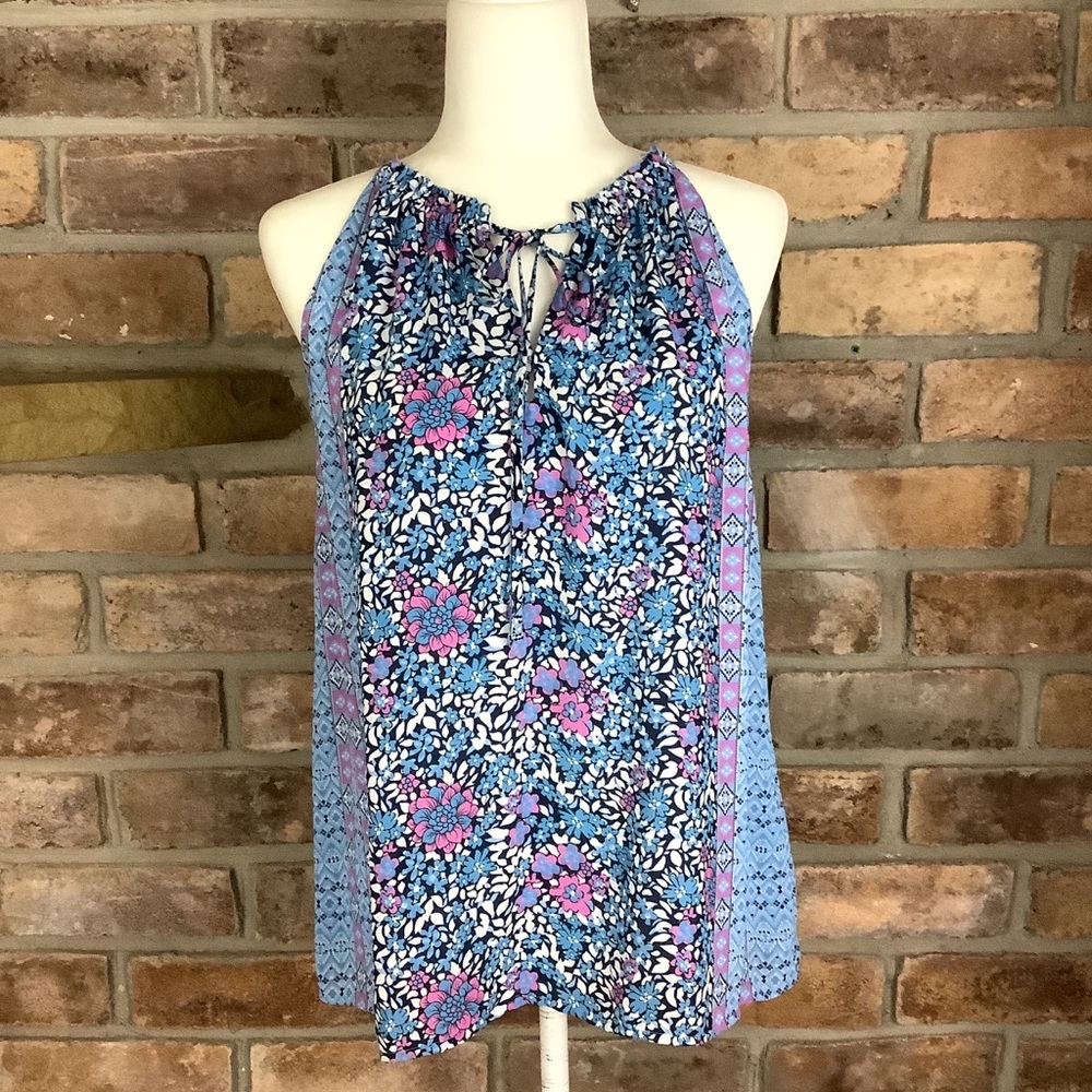 VIOLET+CLAIRE Boho Hi-Neck Floral Tank Top 122